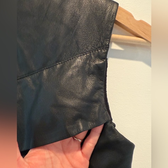 Cynthia Steffe Black Leather Asymmetrical Dress size 2 EUC - Picture 3 of 8